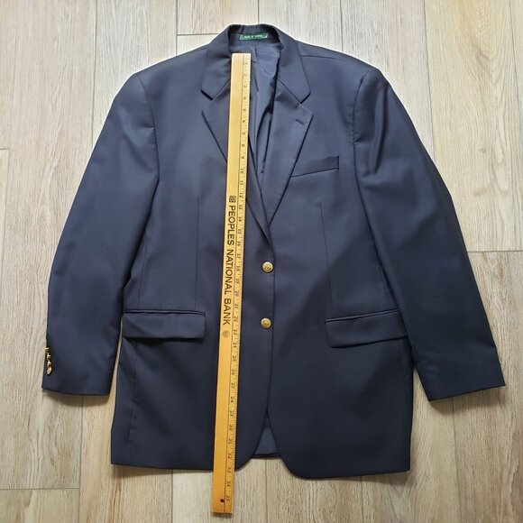 Mens Ralph Lauren Navy Blue Wool Suit Jacket size XL with 2 Gold Button Front - Picture 12 of 14